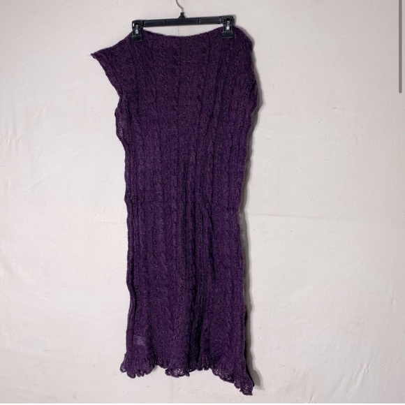 Holt Renfrew Purple Acrylic Mohair Wool Long Cable Knit  Scarf - Picture 3 of 13